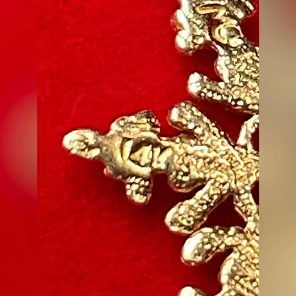 Snowflake Necklace Pendant Yellow 14K Karat Gold Small 1” Charm Estate - Picture 4 of 7
